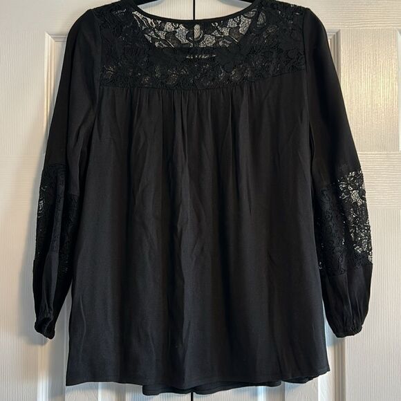 Joie Black Long Sleeve with Lace Blouse - Picture 5 of 6